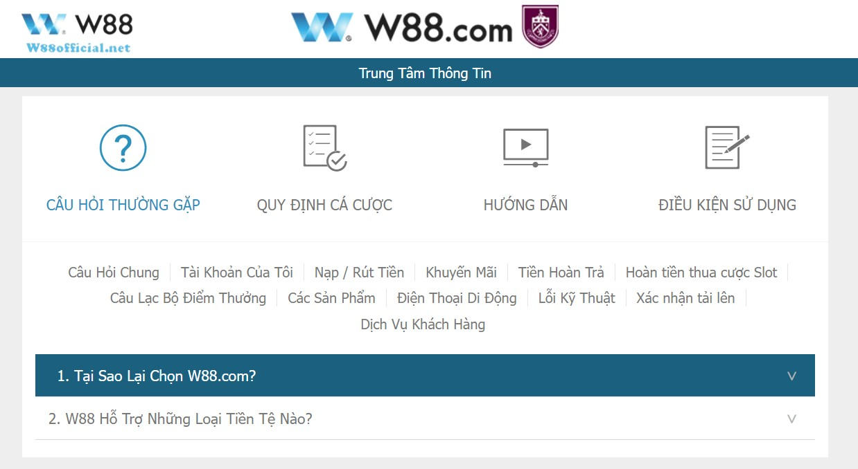Giải đáp câu hỏi khi đăng ký W88